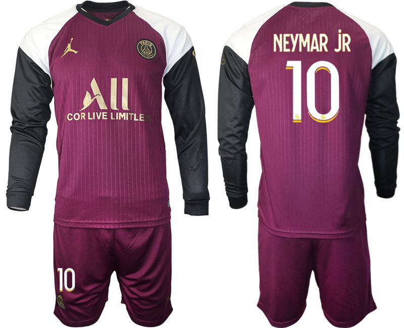 Men 2020-2021 club Paris St German Jordan white long sleeves #10 Soccer Jerseys->->Soccer Club Jersey